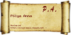Pólya Anna névjegykártya